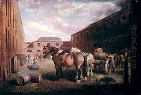Loading the Drays at Whitbread Brewery Chiswell Street London - view 1
