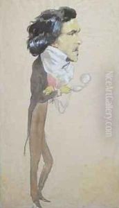 Caricature of Eugene Delacroix 1798-1863 by Eugene Pierre Francois Giraud
