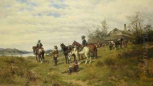 Riders Before a Deep River (Reiter bei der rast vor tiefer) by Ludwik Gedlek