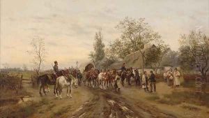Cossacks Stopping at a Draw Well (Kosaken beim Halt an einem Ziehbrunnen) by Ludwik Gedlek