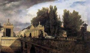 Königsbrücke and Königskolonnade 1853 by Eduard Gartner