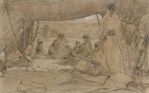 Interior scene of a North African encampment by Gustave Achille Guillaumet