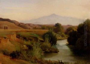 A View Of The Roman Campagna by Jean-Baptiste-Adolphe Gibert