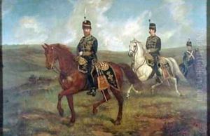 The Prince of Wales 1841-1910 with Lieutenant Colonel Valentine Baker 1827-87 reviewing the 10th Hussars Aldershot