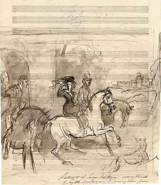 Study for a portrait of Queen Victoria out riding, accompanied by Lords Melbourne and Conyngham (illustrated) - view 1