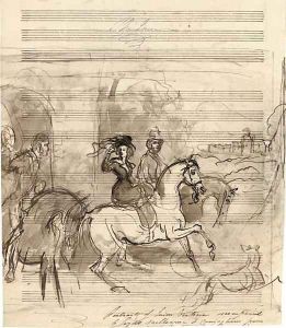 Study for a portrait of Queen Victoria out riding, accompanied by Lords Melbourne and Conyngham (illustrated)