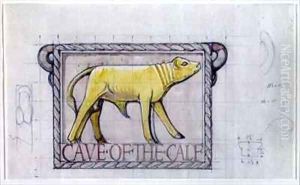 Design for bas relief of the Calf in the Cave of the Golden Calf by Eric Gill