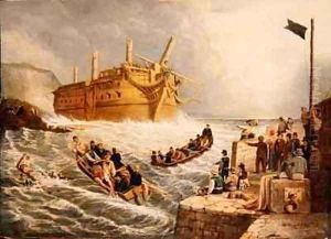 Shipwreck below Whitby by Robert Gibb