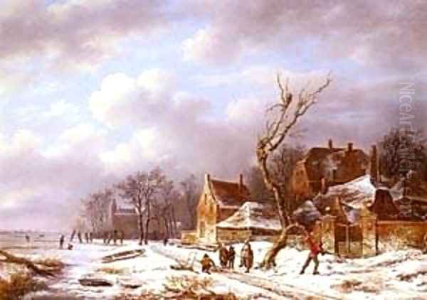 Gathering Wood In A Winter Landscape - view 1