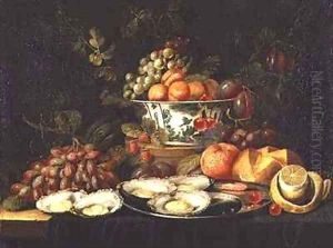 Still Life with Fruit and a Plate of Oysters by Jan Pauwel Gillemans The Elder