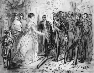 Queen Isabella of Spain receiving military officers by Constantin Guys
