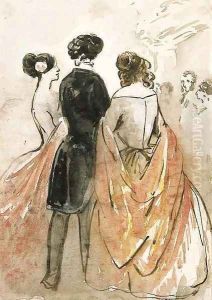 Elegant company at a ball by Constantin Guys