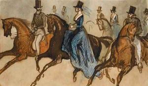 Hommes et femmes à cheval by Constantin Guys