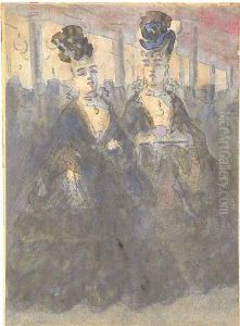 Two Lorettes at the theatre by Constantin Guys