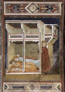St Nicholas Throwing the Gold Bars to Three Poor Girls 1300-01 by Palmerino di Guido