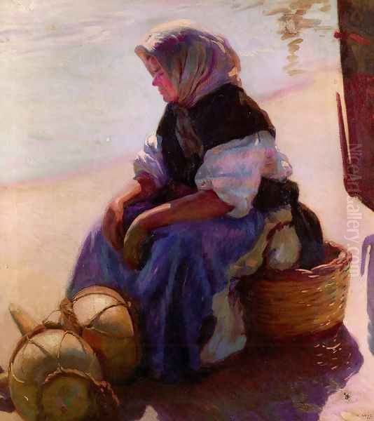 Fisherwoman On The Beach - view 1