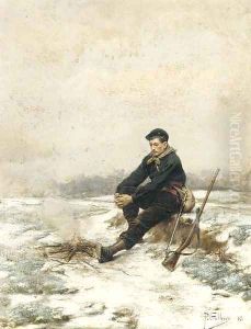 A break from the cold by Paul Louis Narcisse Grolleron