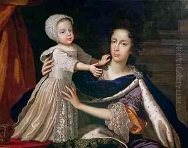 Portrait of Queen Mary of Modena 1658-1718 with Prince James Stuart 1688-1766 - view 1