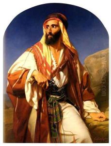 A Bedouin Chieftain and Bedouin Woman: A Pair of Paintings - Pic 1 by Godfried Guffens
