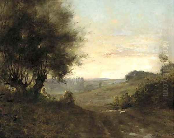 A wooded landscape at dusk - view 1