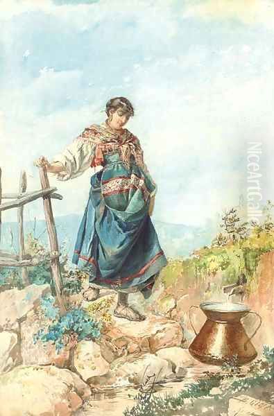 A ciociarella at the spring - view 1