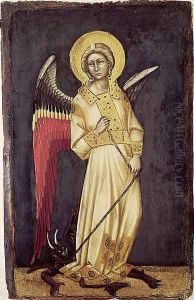 An Angel with a Demon on a Chain by Ridolfo di Arpo Guariento