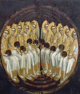 Seated Angels with Orbs in their Hands by Ridolfo di Arpo Guariento