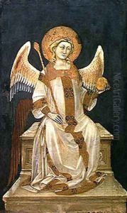 Angel Seated on a Throne the Orb in one hand the Sceptre in the other by Ridolfo di Arpo Guariento