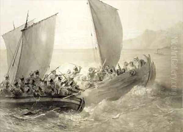 Azov Cossacks Boarding a Turkish Corsair full of Cherkessk women on the Coast of the Black Sea - view 1