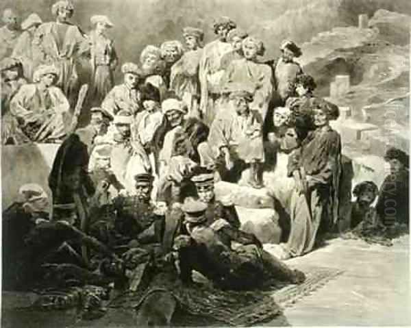 Military Meal in the Ruins at Sioukh Dagestan plate 69 from a book on the Caucasus - view 1