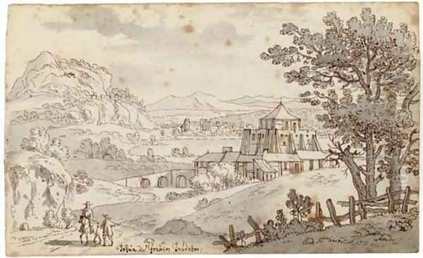 An extensive landscape with a buttressed castle - view 1