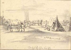 An encampment at Louvain by Josua de Grave