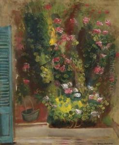 Flowers on the Window Ledge by Boris Dmitrievich Grigoriev