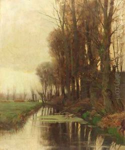 A view of a ditch in a polder landscape