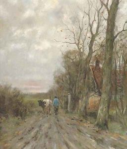 Along a country track at sunset by Charles Paul Gruppe
