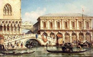 View of the Doges Palace the Bridge of Sighs and the Prison by Giovanni Grubacs