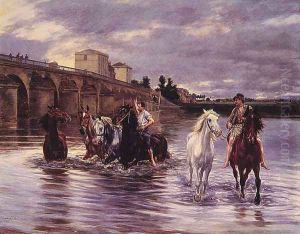 Crossing the River by Lucien Alphonse Gros