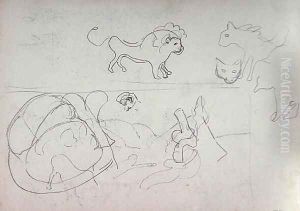Study of a Animals for the Cave of the Golden Calf by Spencer Frederick Gore