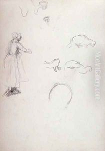 Study of a Woman and Cats for the Cave of the Golden Calf by Spencer Frederick Gore