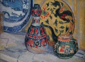 Still life with Oriental figures by Spencer Frederick Gore