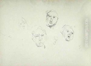 Study of Heads for the Cave of the Golden Calf by Spencer Frederick Gore