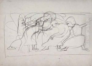 Study for Decorative Panel Worshippers for the Cave of the Golden Calf