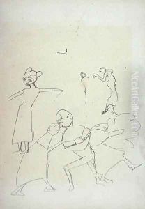 Study of Figures for the Cave of the Golden Calf by Spencer Frederick Gore