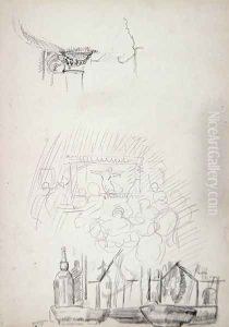 Sketches of a Stage and Bar from Cave of the Golden Calf
