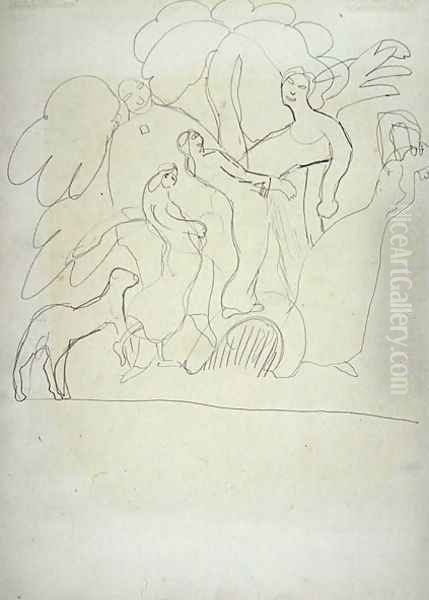 Study of Worshippers and Dancers with Calf for the Cave of the Golden Calf - view 1