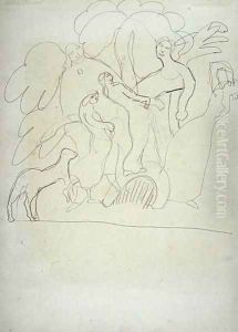 Study of Worshippers and Dancers with Calf for the Cave of the Golden Calf by Spencer Frederick Gore
