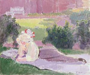 The Artists wife in the Garden of Rowlandson House by Spencer Frederick Gore