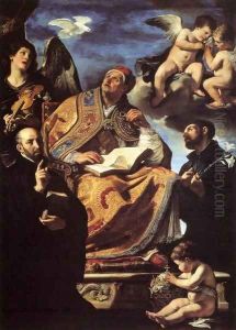 St Gregory the Great with Sts Ignatius and Francis Xavier by Giovanni Francesco Barbieri