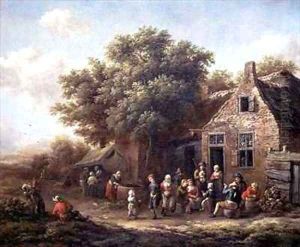 Peasants Merry Making outside an Inn by Barend Gael or Gaal