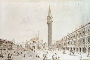 View of the Piazza San Marco looking towards the Basilica and Campanile by Giacomo Guardi